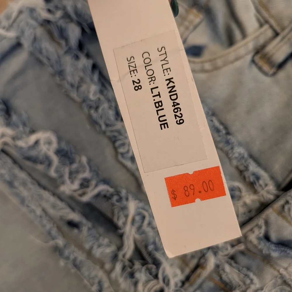 KDNK Light Blue Stacked Skinny Flare Jeans Size 28 New